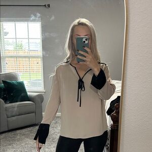 nOir Jewelry Beige and Black Blouse